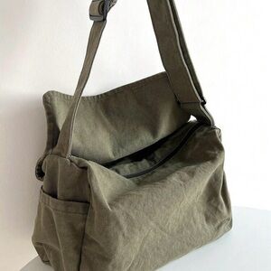 Olive Green Canvas Shoulder Bag